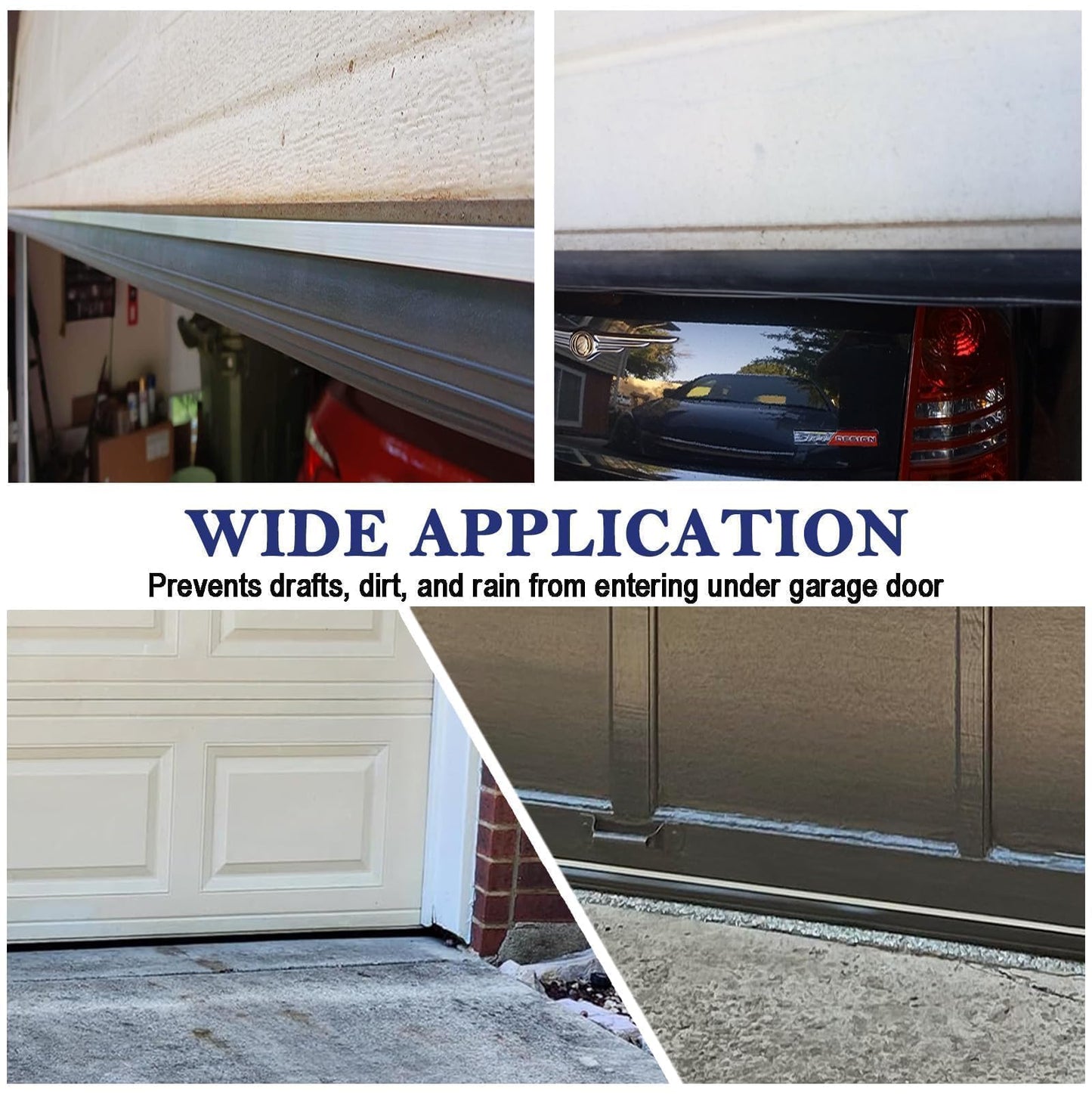 Garage Door Bottom Seal with Aluminum Track Retainer – 16.5ft Garage Door Weather Stripping Bottom Seal Track, Pre-Drilled Retainer Kit, Fits 8-16FT Garage Doors(1.57" Wide)