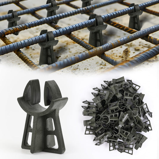 Strasee 50Pcs 1-3/16" Snap Rebar Chairs Heavy Duty Plastic Rebar Chair Fit Size 3-5 Superior Strength Anti Rust Solid Construction M076