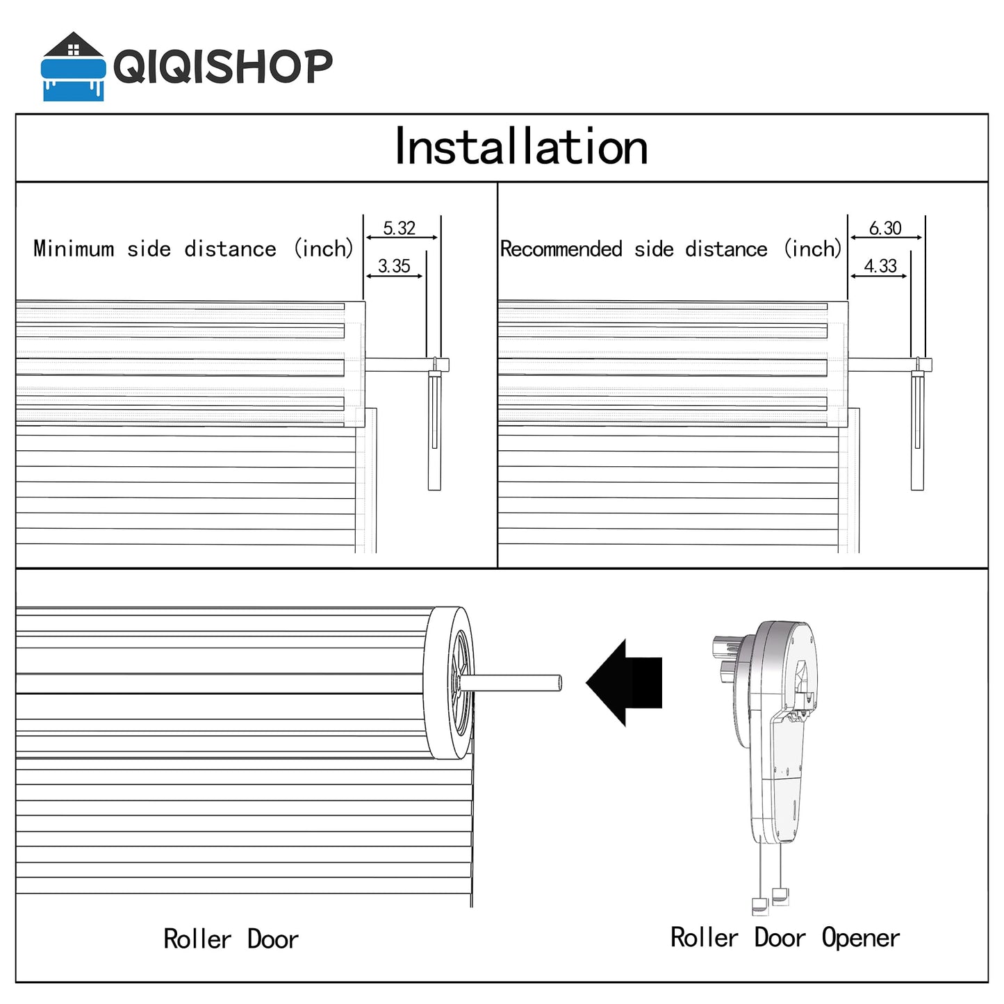 Automatic Roll Up Door Opener,Equipped with Two Remote Control,DC Power Garage Door Opener, It Features a Powerful 800N(1/2HP) Motor for Reliable Performance,Suitable for Most roll-up Doors