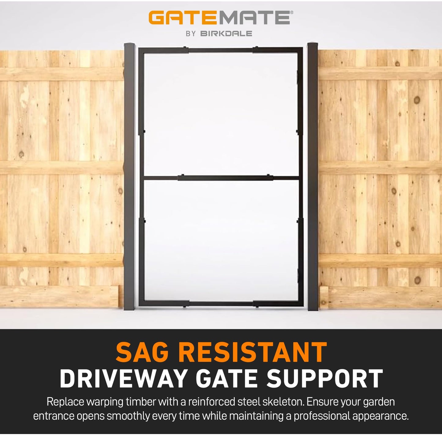 GateMate Adjustable Steel Gate Frame Kit – Black Heavy-Duty Powder-Coated Garden & Driveway Gate Frame, Fits 28–48" inch Width & 50–77" inch Height, Fixings Included