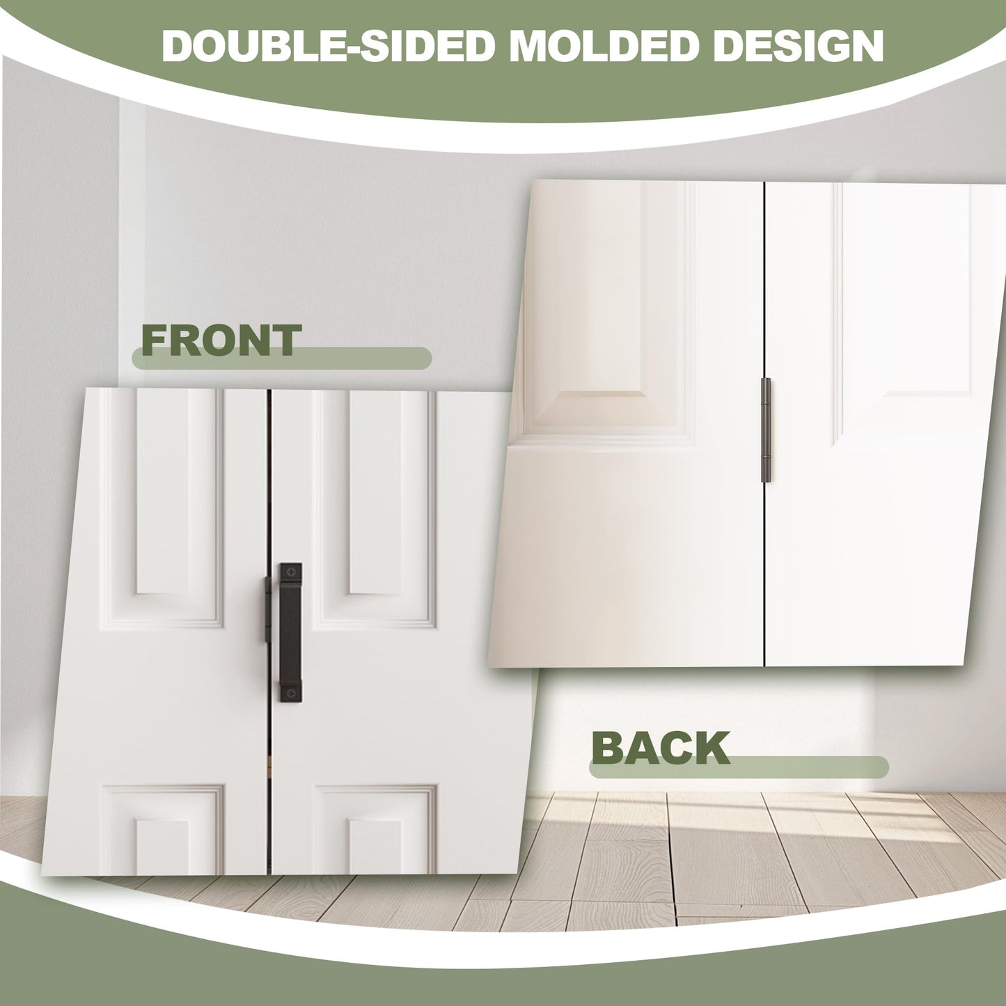JUBEST 36"x 84" Bifold Barn Door, 6 Panel Bifold Sliding Barn Doors with 3.3FT Hardware Kit Included, Primed Doors Surface, Hollow-core & MDF Molded Panel, Double 18" x 84" Door Panels, DIY Available