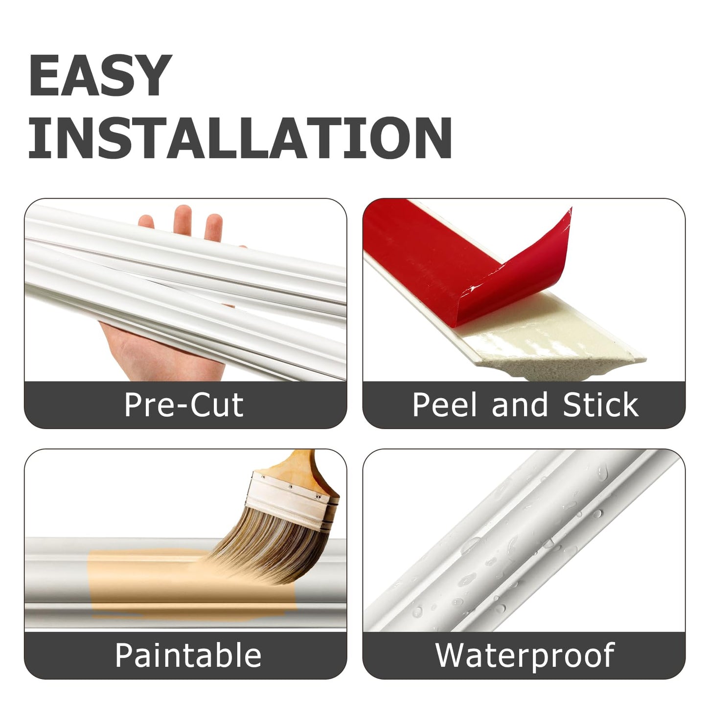 Peel and Stick Wainscoting Panels, 3 Set 20"x27" Wall Molding + 2pcs Chair Rail Trim, Pre-Cut Self Adhesive Premade Molding Panel for Bathroom Hallway Door Nursery Wall, Ready to Assemble