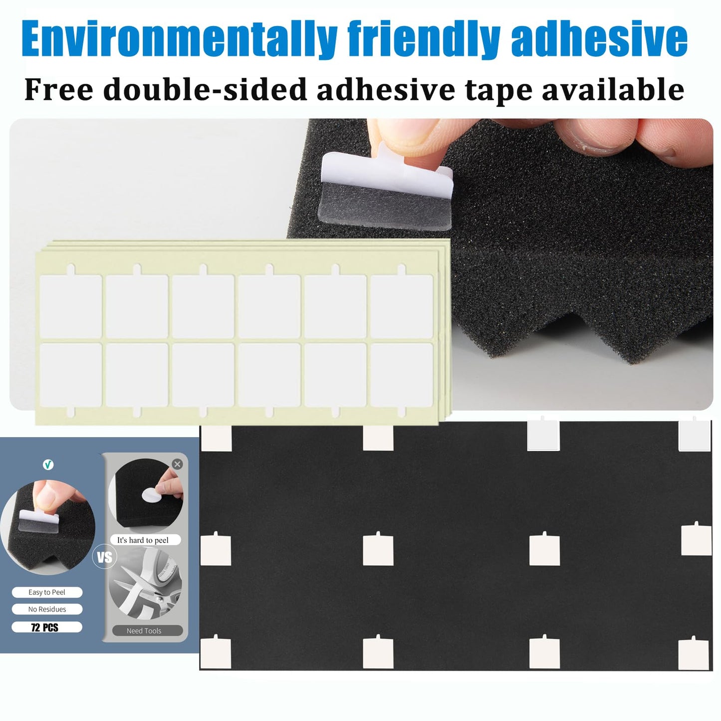 4 Pack Acoustic Panels, 48 x 24 x 2" Sound Proof Foam High Density Studio Wedge Tiles Fire Resistant Acoustic Panels for Home Office, Echo Reduction, Studio,Noise Dampening (Black-4 Pack)