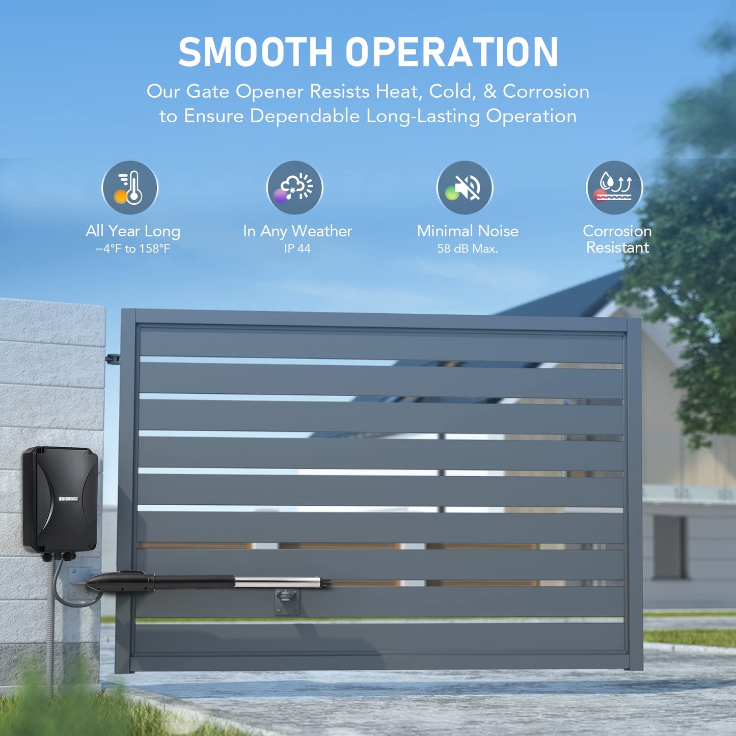 CO-Z Automatic Swing Gate Opener Kit, Electric Gate Opener for Doors up to 660lb 18ft, Driveway Home Garden Gate Opening System for Swing Gates, Gate Complete Kit with 3 Remote Controls & Release Keys