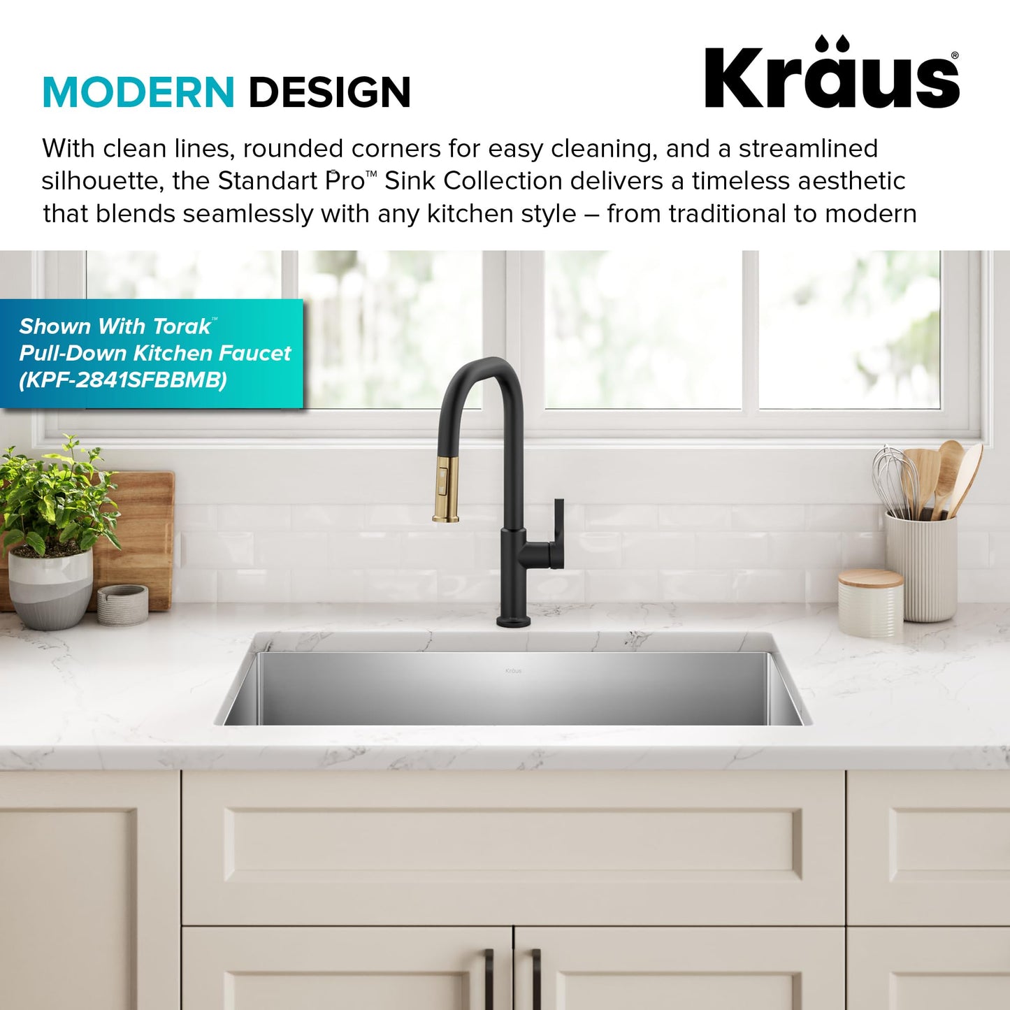 KRAUS Standart Pro 30 -inch Undermount Single Bowl 16 Gauge Stainless Steel Kitchen Sink, KHU100-30