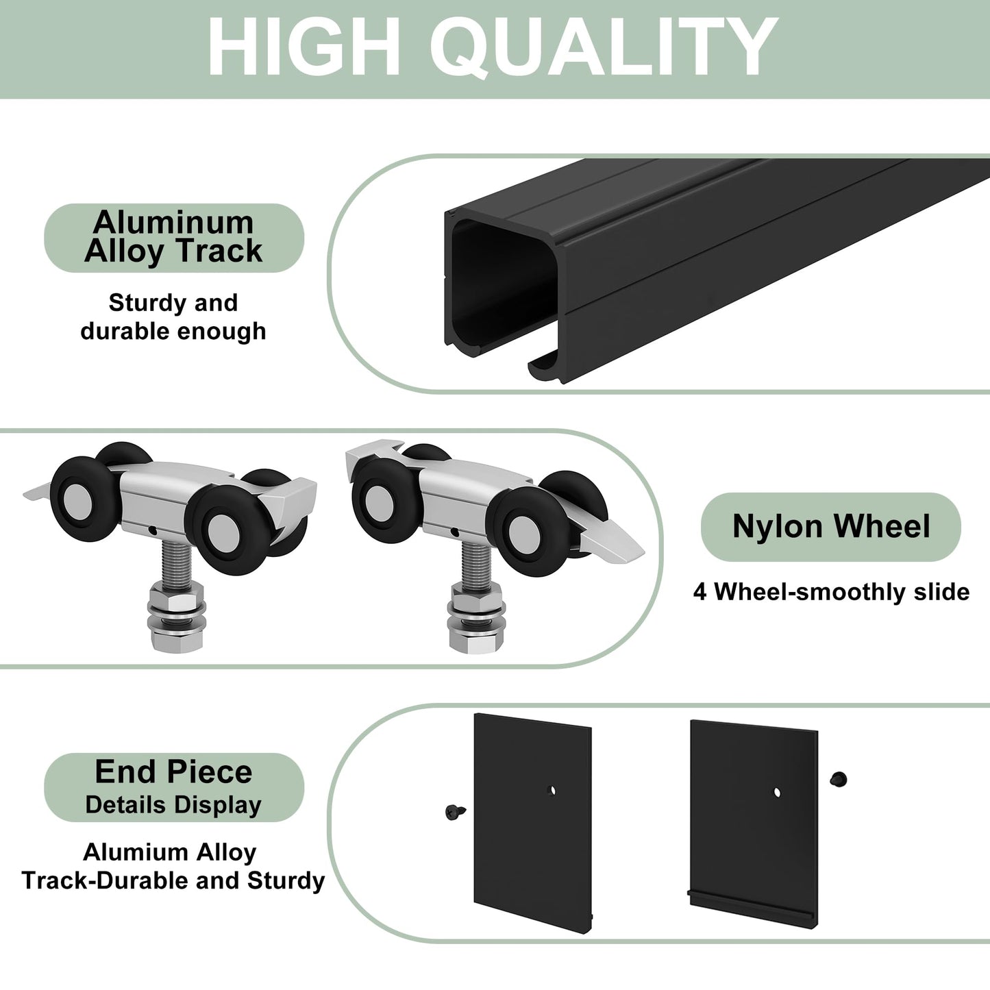 SongYung 8FT Barn Door Hardware Kit, Low Clearance Aluminium Alloy Box Rail Track Hardware Kit, Sliding Door Track for Interior Single Wooden Door,Black