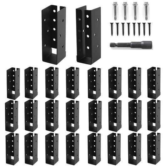 AXWHYS Concealed Joist Hangers, 24 Pcs of 2"x6" Outdoor Trim Concealed Flanges, Q235B Steel Powder Coated Concealed Mount Joist Hangers for 2"x6" Beam Swing…