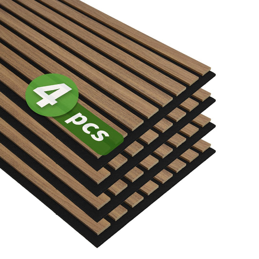 Art3d 4-Pack 12" x 93" Soundproof Wood Slat Panels, 31 sq.ft Acoustic Wall Panels, 3D Wall Panels with Wood Slat Design, Decorative Wood Wall Panel for Accent Walls-Deep Walnut