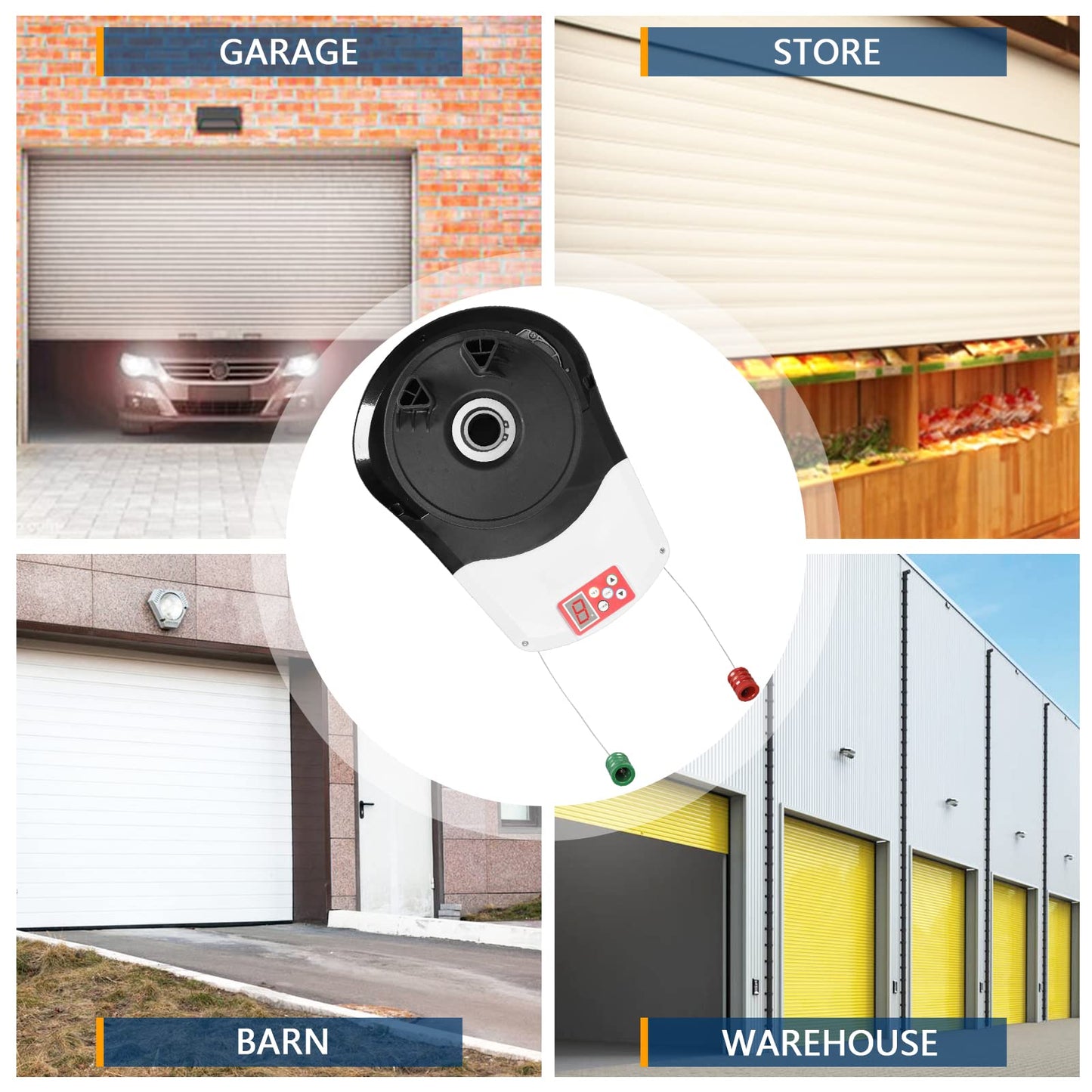 DIYAREA Roll Up Garage Door Opener with Remote,110V 50 Decibel Automatic Rolling Gate Opener,24V DC Roller Door Opener for Garage Warehouse Store Barn Farm-Not Fit Flap,Wall Mounted Garage Door (ERDO)