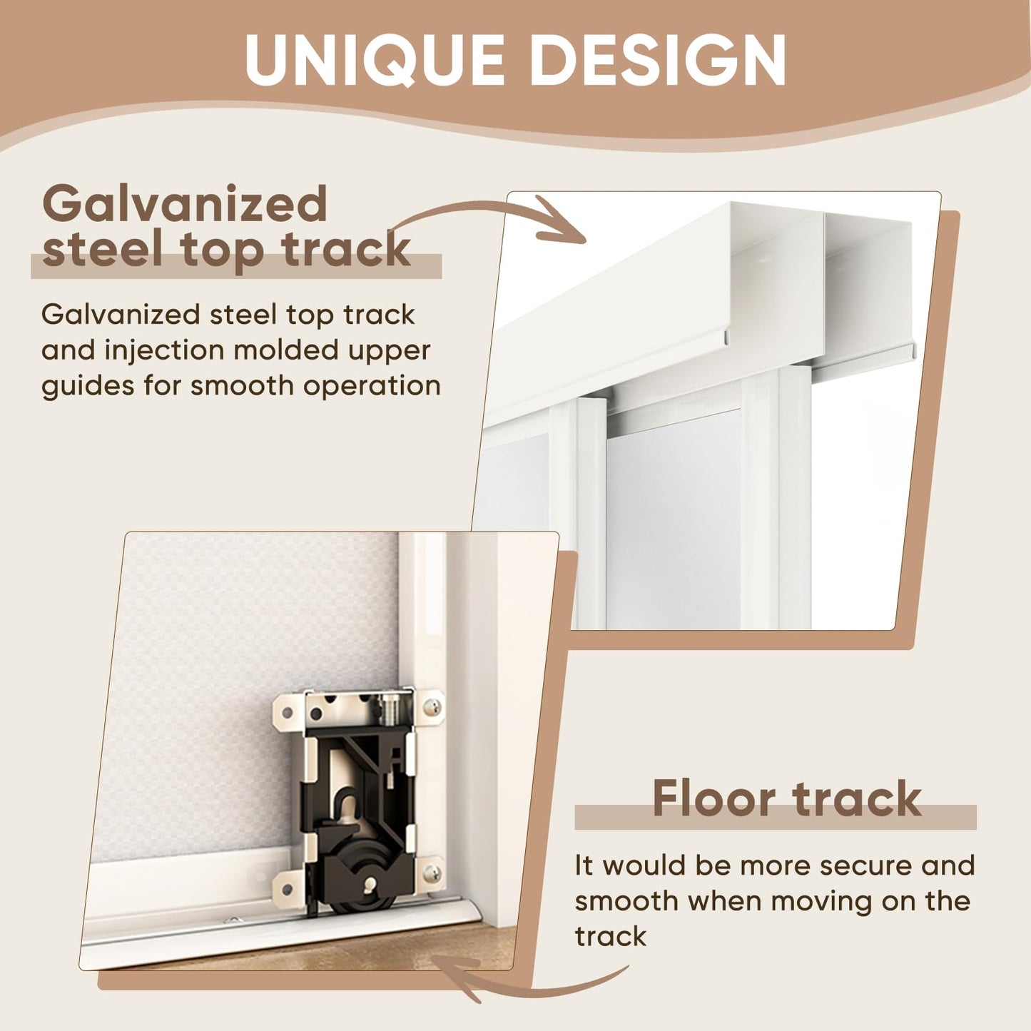BARNSMITH 60 x 80 Inches Mirrored Closet Door, One Side Mirror with Top & Bottom Track Kits, 2-Panels Steel Frame Sliding Mirror Closet Door, Easy to Install