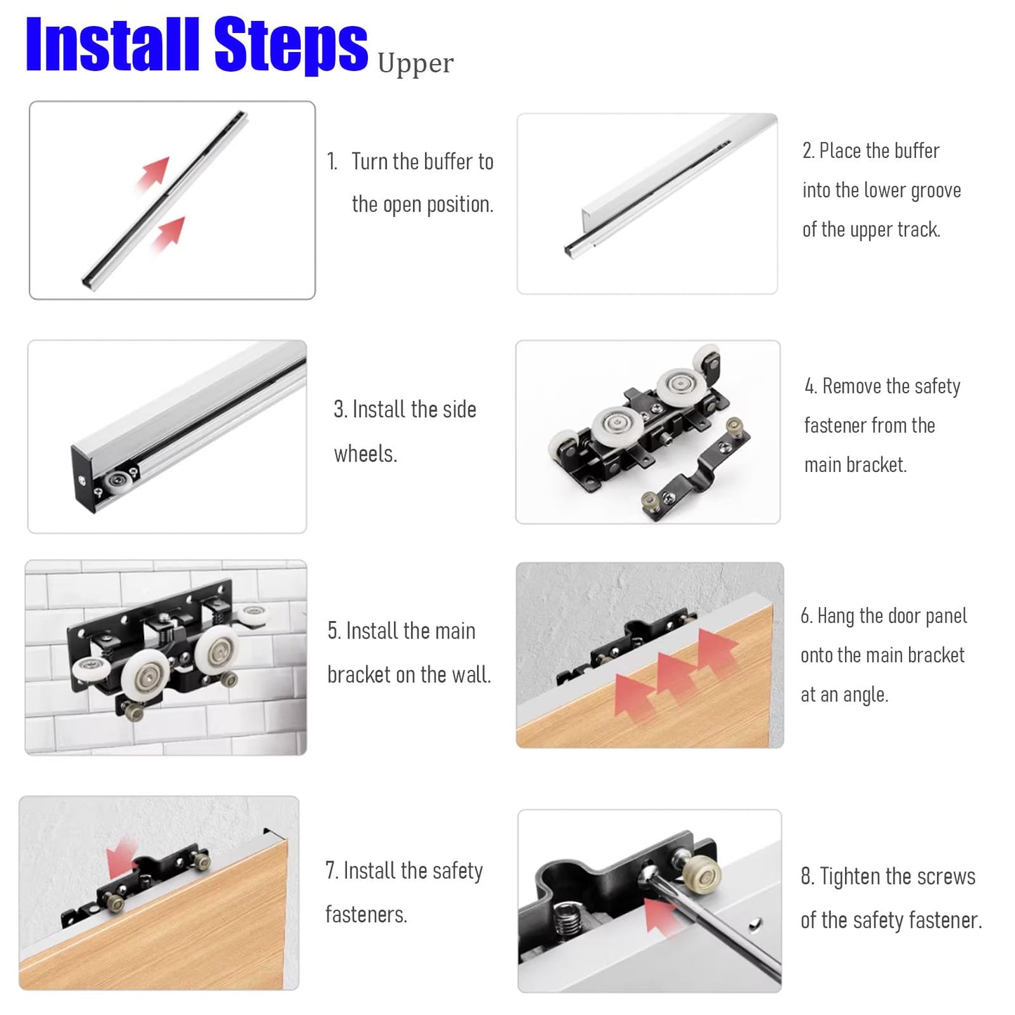 Jisano 1pcs 27.6-47.2 Inch Hidden Sliding Barn Door Hardware and Track, Floating Wall Mounted Invisible Sliding Door Track, Soft Close, Quiet, Easy to Install