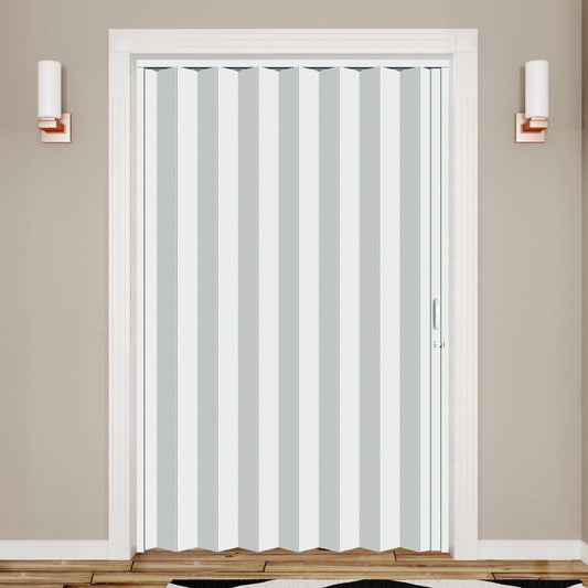 DIYHD 60X80in Interior Accordion Door,White Double Layer PVC Folding Door for Closet & Doorway, No Floor Track, Space-Saving Closet Doors, Includes Mounting Hardware,Handle,Latch, Close Left/Right