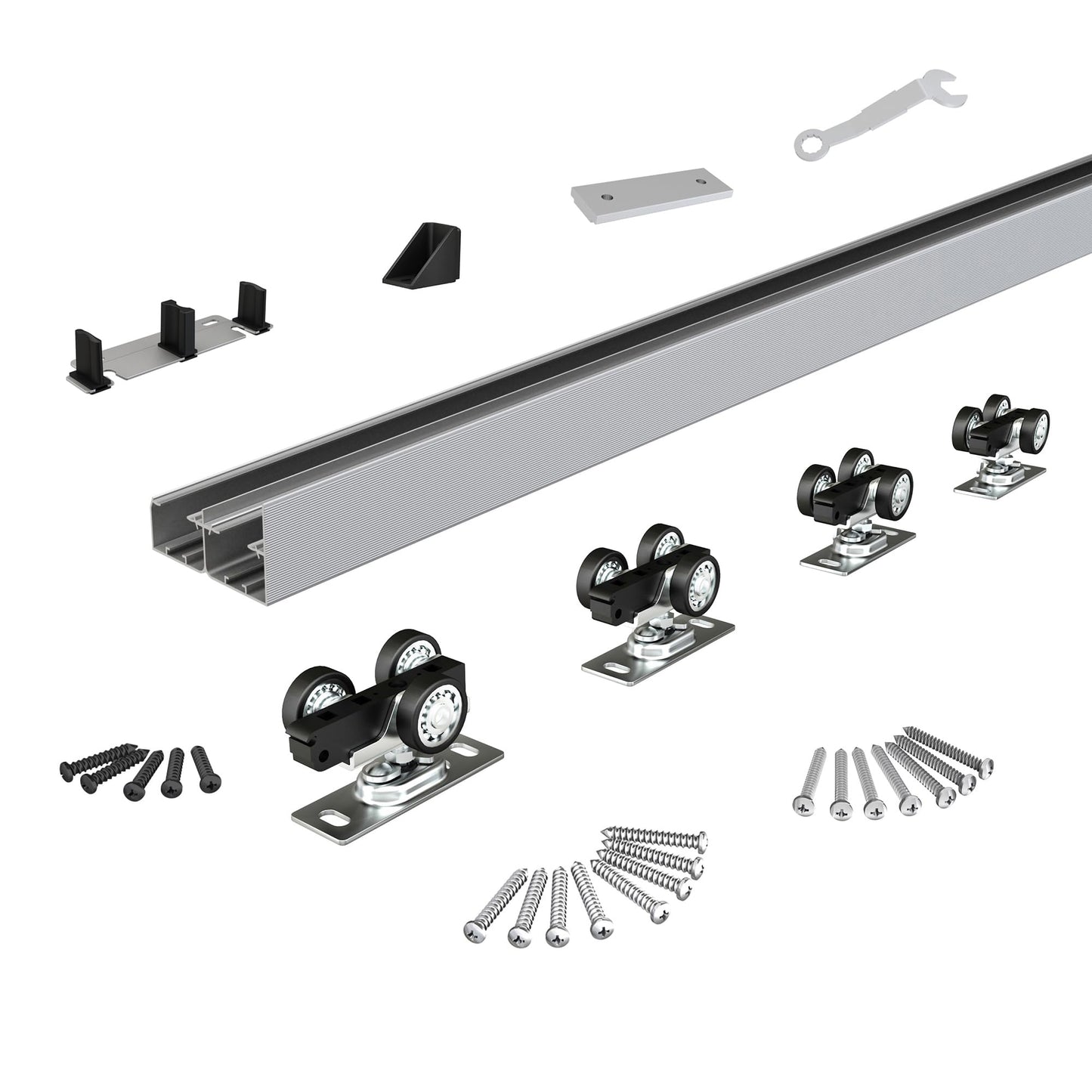 Sdstone Heavy Duty Bypass Door Hardware 60"/5FT,Aluminum Sliding Closet Door Track Hardware for Cabinet Closet, Pocket Door Track Rail Set, Smoothly and Quietly