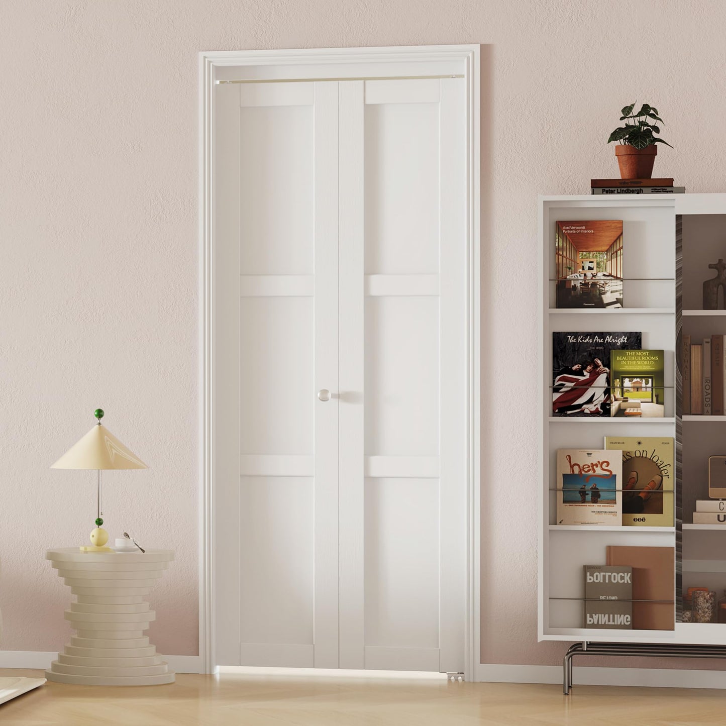 ARKHJEM Bifold Doors for 30" x 80" Opening, 3-lite Panel White Primed Folding Door for Pantry, Closet & Laundry, Easy Assembly, MDF, Hardware Kit Include