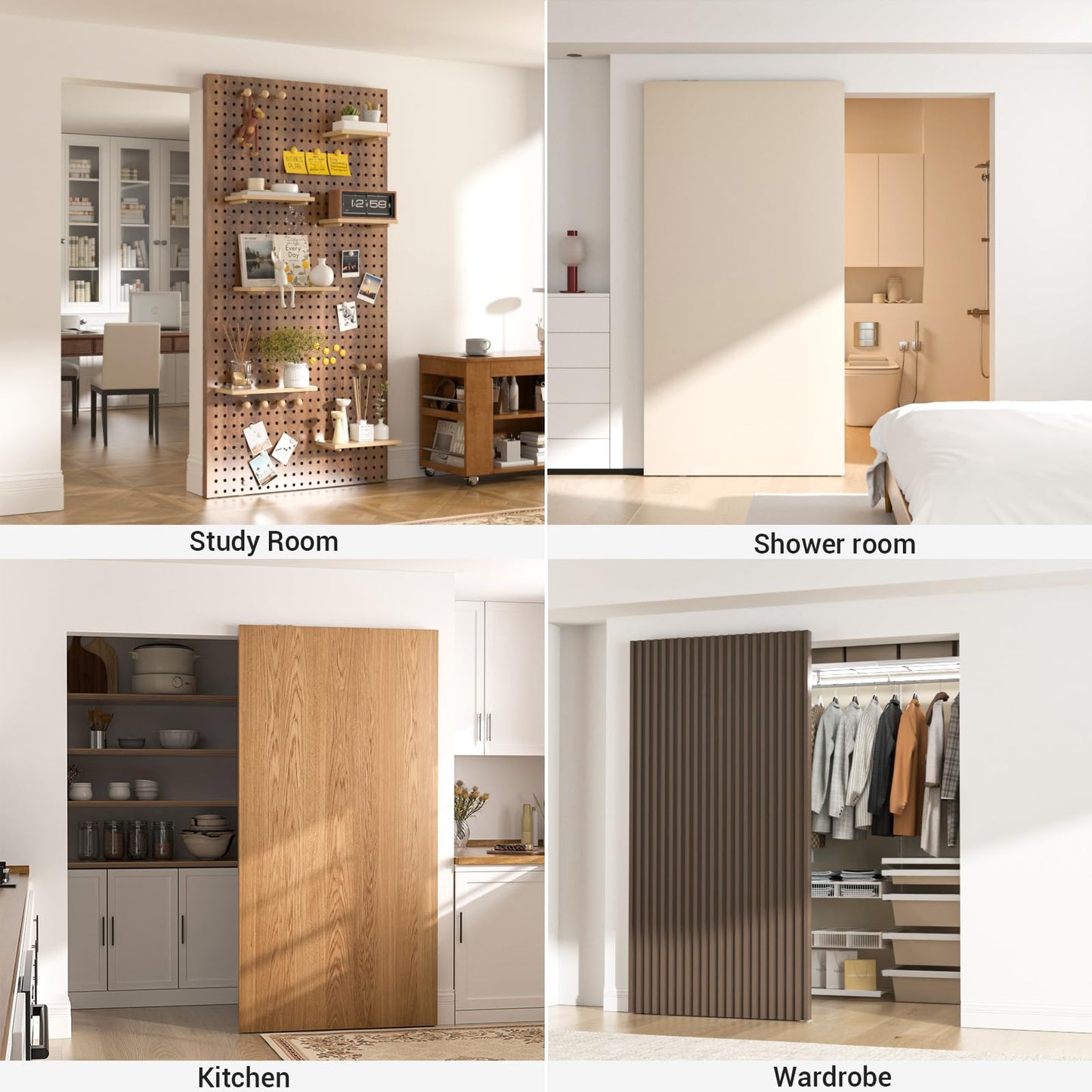 AONAYIOA 48" Concealed Sliding Barn Door Hardware with Soft Close Mechanism,Aluminum Hidden Barn Door Hardware Kit,Wall Mount no Floor Track Fits Opening Width 25"-40"(Door not Included)