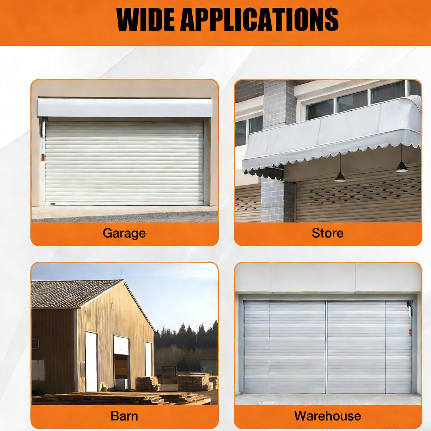 100W Auto Roller Door Opener, 800N Commercial Side Mount Garage Rolling Opener, AC110V Garage Door Opener Roller LED Indicator Light w/Two 164ft Control Distance Controls, Two Hanging Handles
