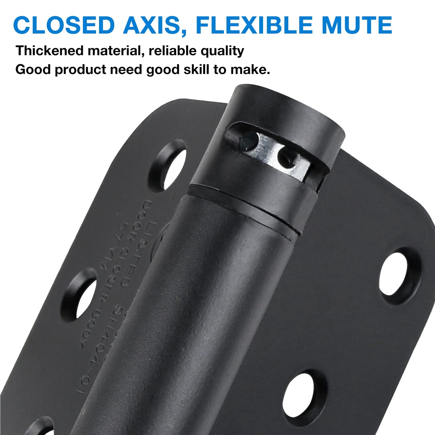 KIW Matte Black Modern 4x4x5/8 Steel Mortise Spring Hinges, 4 Pack, Self-Closing, Soft Close, 8 Holes, 1-3/4" Thick, Adjustable Tension