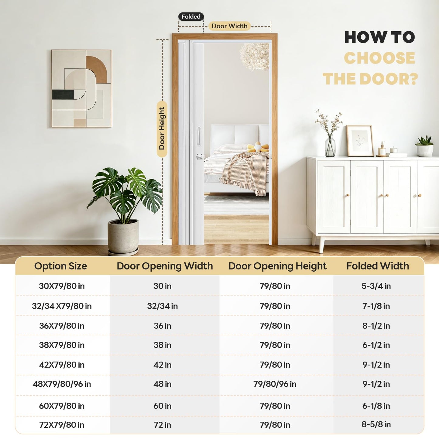 CCBOYSHARDWARE 38X80in Accordion Door Interior with Frosted Acrylic, PVC Folding Door with Lock & Handle, Double Magnetic Sliding Door for Closet, Pantry& Room Divider,Easy to Clean,Trimmable