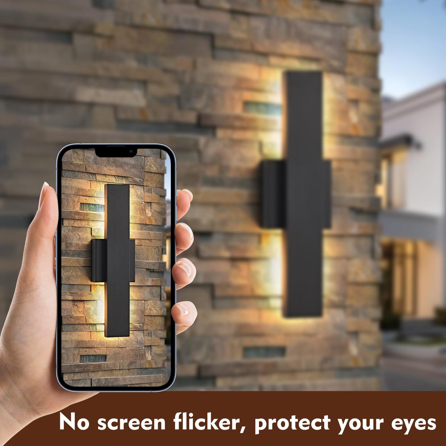 Outdoor Modern LED Wall Light Fixtures, Black Linear Exterior Wall Sconces 20W, Modern Porch Patio Light Fixture Waterproof Outdoor Wall Lights Outside Lights for House Garage Front Door Patio 2pack