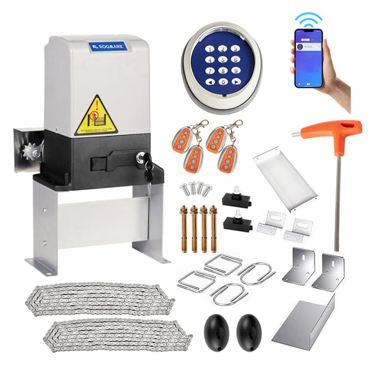 Automatic Sliding Gate Opener, 4400lbs Chain Operated Gate Opening Kit with 4 Remotes, 750W Electric Rolling Driveway Slide Gate Motor Remote Kit for Private Home Business Communitie