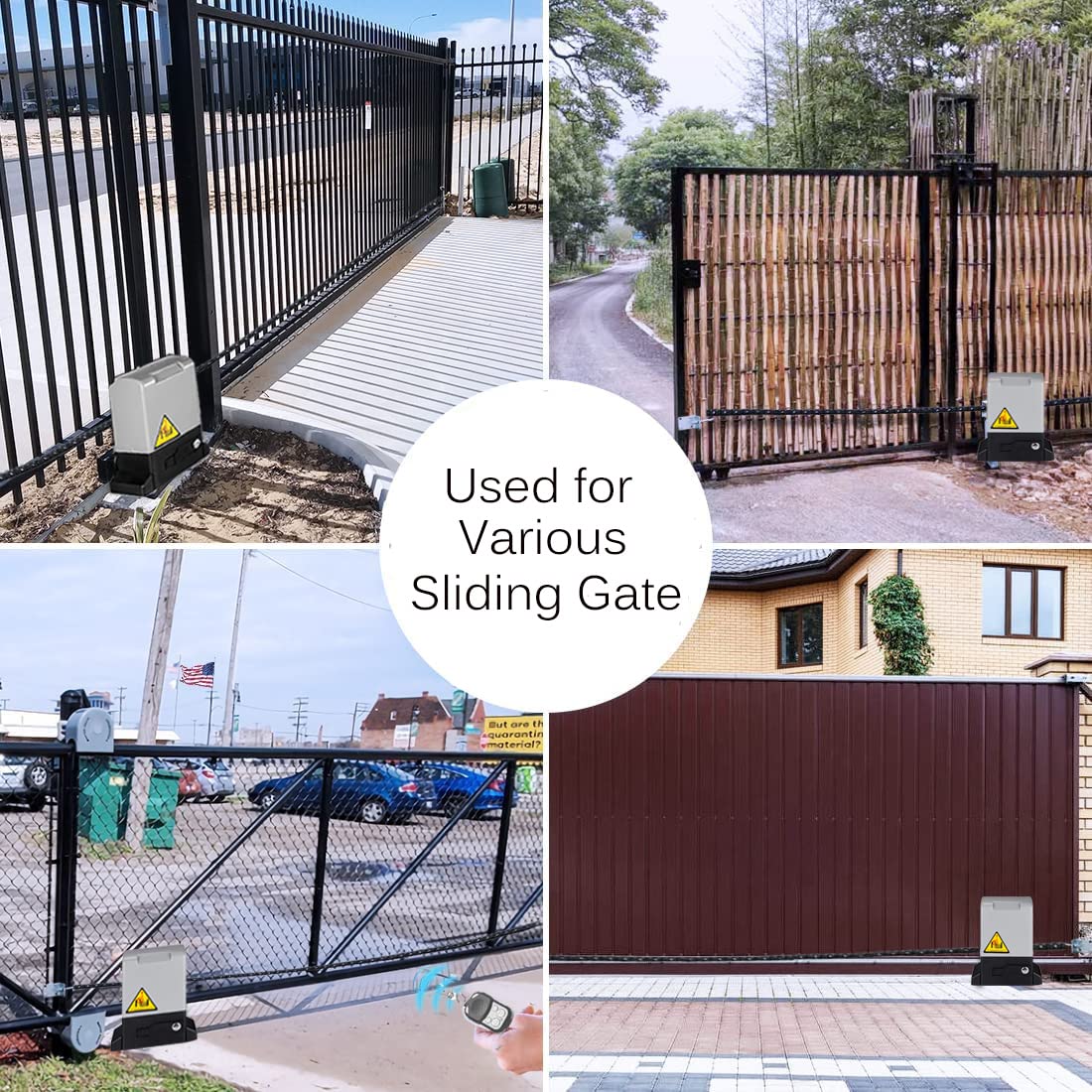 YILIKISS Automatic Sliding Gate Opener Rack Driven Sliding Gate Motor with Remote Controls,Infrared Sensor,4M Racks Electric Gate Operator Complete Kit for Slide Gates Up to 4400 Pounds