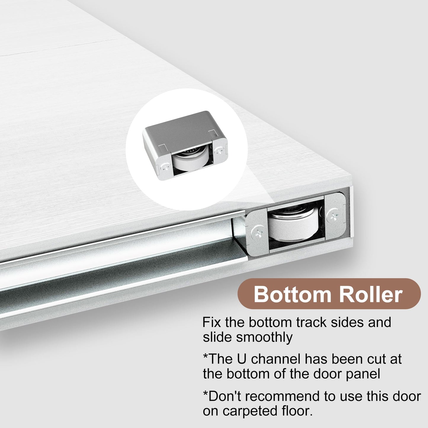 JUBEST 32"x86" Concealed Sliding Barn Door with Horizontal Groove and Soft Close Hardware Kit, White Flush Hidden Door for Opening 24"-28"x84", Waterproof and Smooth Sliding, for Interior Using