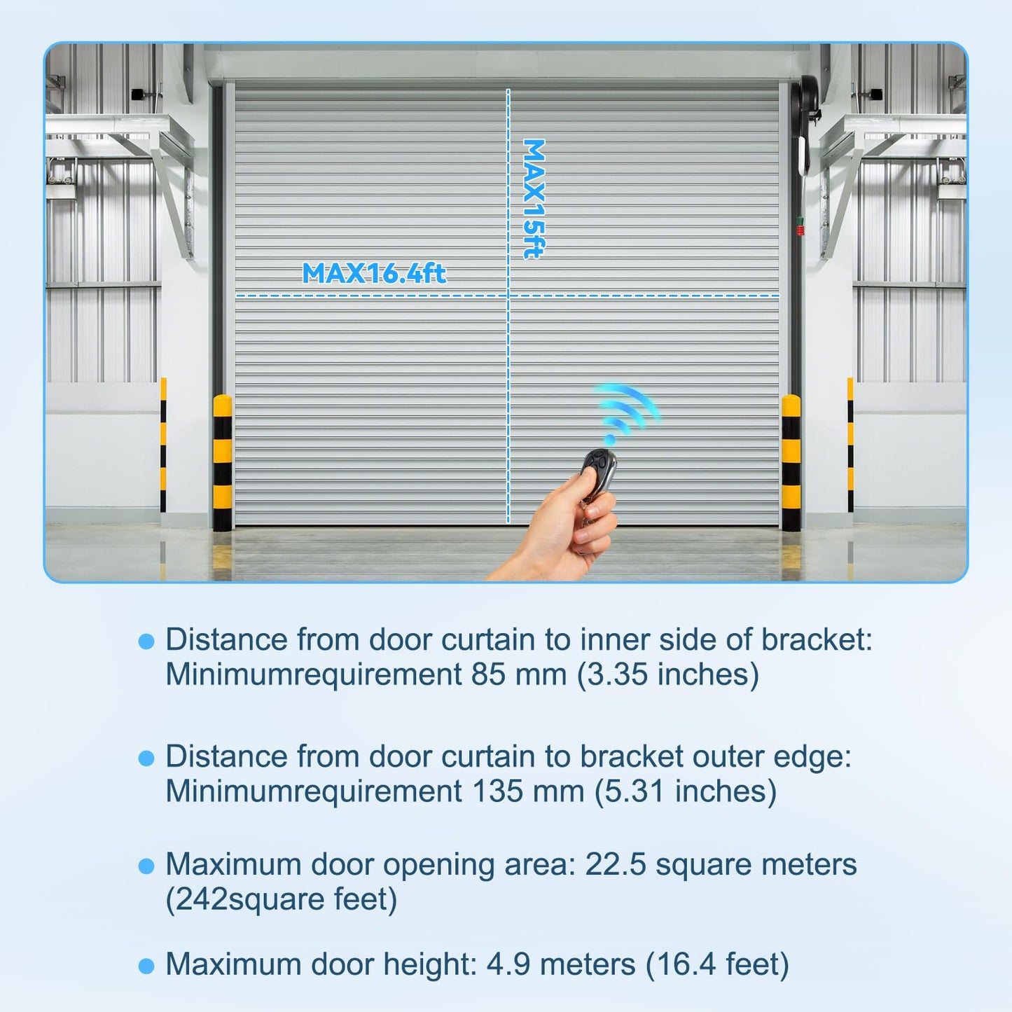 Automatic Roll Up Door Opener, Side Mount Garage Door Opener, 110V Commercial Garage Farm Warehouse Electric Roller Shutter Door Opener with 2 Remotes 800N Quiet Roll Up Doors