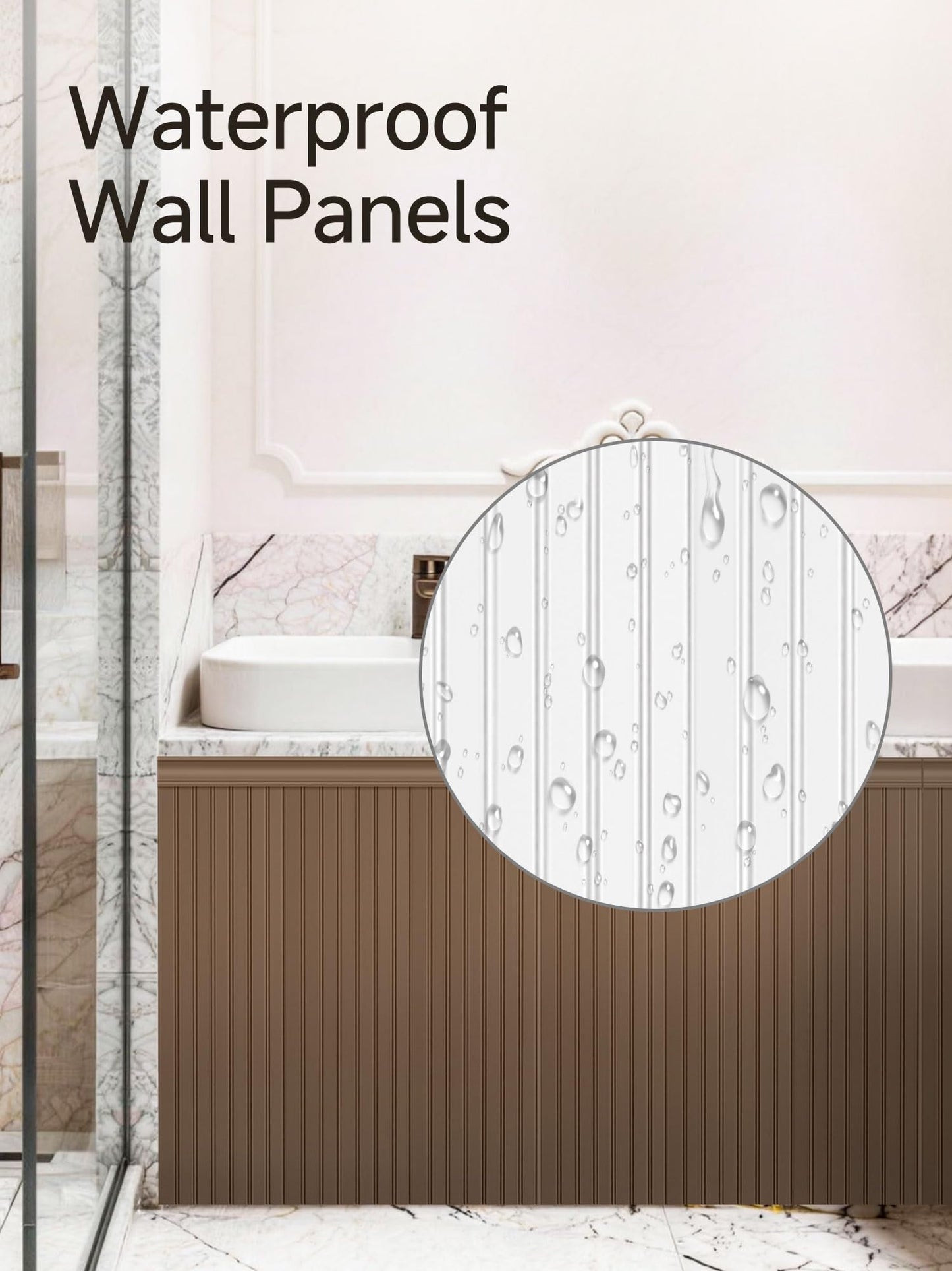 Upick Wainscoting Panels Beadboard, Paintable PS Wall Paneling for Accent Wall 116" x 39"