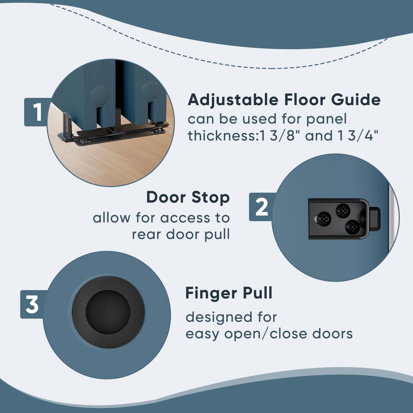 JUBEST 6FT/72 Heavy Duty Bypass Door Hardware with Soft Close Mechanism, Sturdy Closet Door Track for 2 Door System, Quietly and Smoothly, Fit Door Thickness 1 3/8" or 1 3/4", Easy to Install, Black
