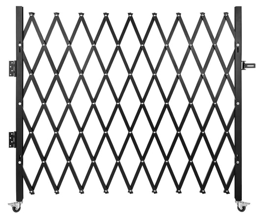 Single Expandable Gate, 64"H x 70"W Folding Security Door Gate, 360° Rolling Barricade Gate, Heavy-Duty Steel Outdoor Retractable Lockable Scissor Gates for Courtyards, Garages, Gardens, Pool
