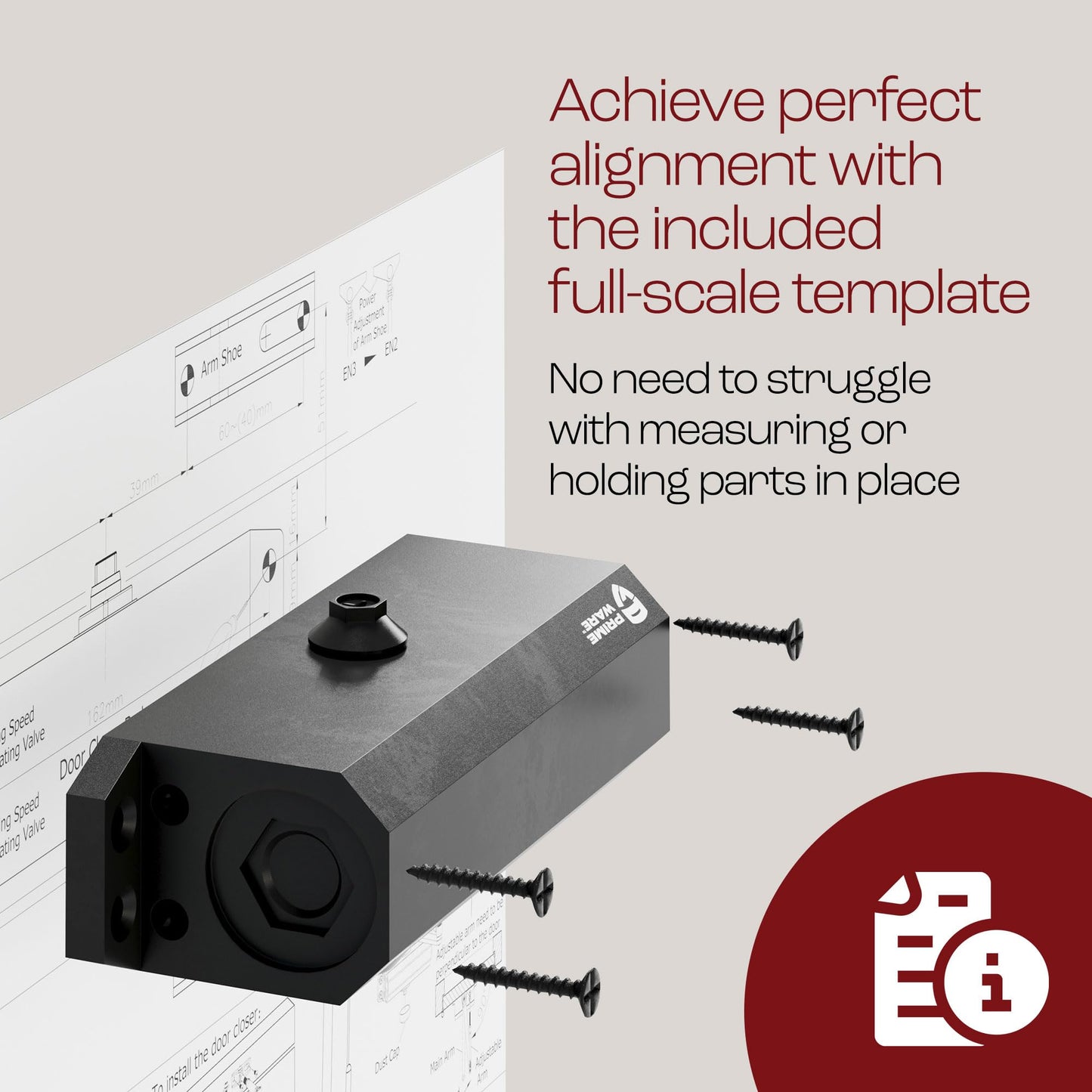 PrimeWare DC-300 Automatic Adjustable Door Closers for Home | Soft Close, No Slam | Residential and Commercial Door Closer | Level 3 | for Doors Weighing 90-140 lbs | Hydraulic Door Spring - Black