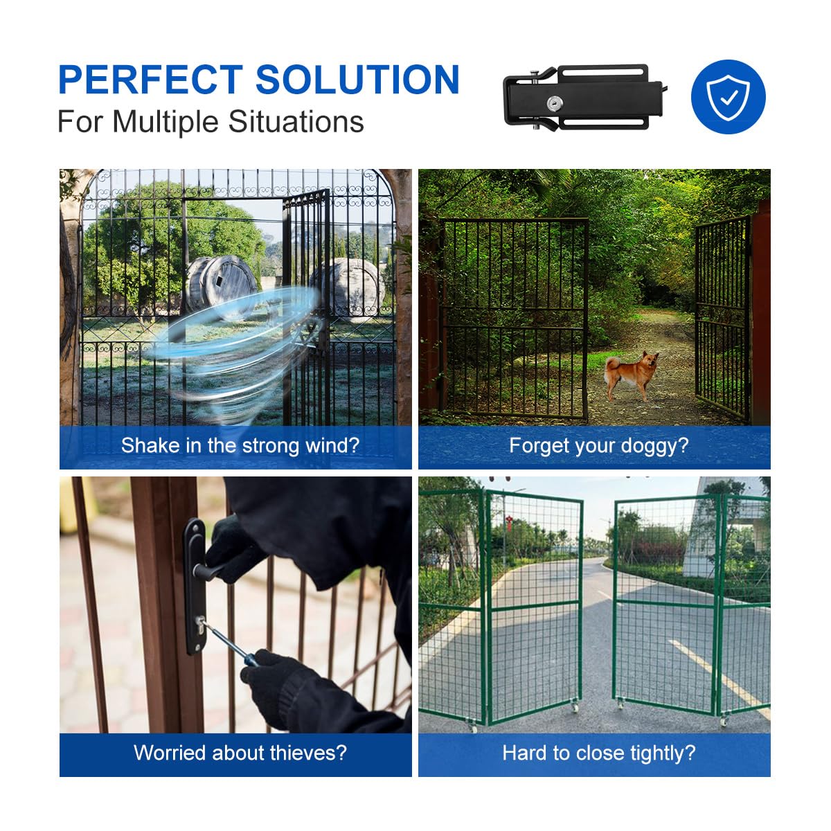 Universal Automatic Electric Gate Lock for Swing Gate Opener Gate Operator System Device Safe Security Gate Lock 12/24V DC, Compatible with Mighty Mule, JUJIANG, Topens, CO-Z, X X-House - Model GS-01