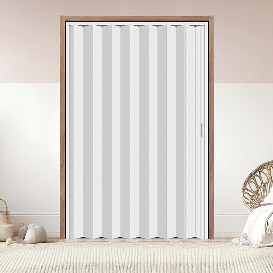 CCBOYSHARDWARE 60x80in PVC Accordion Door, Folding Interior Door with Lock and Handle, Space-Saving Double-Layer Bifold Door for Closet, Pantry & Room Divider, Easy to Clean, Trimmable