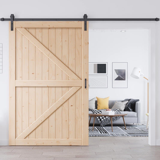 EaseLife 54in x 84in Sliding Barn Door with 9FT Barn Door Hardware Kit & Handle Included,DIY Assemblely,Easy Install,Apply to Interior Rooms & Storage Closet,K-Frame