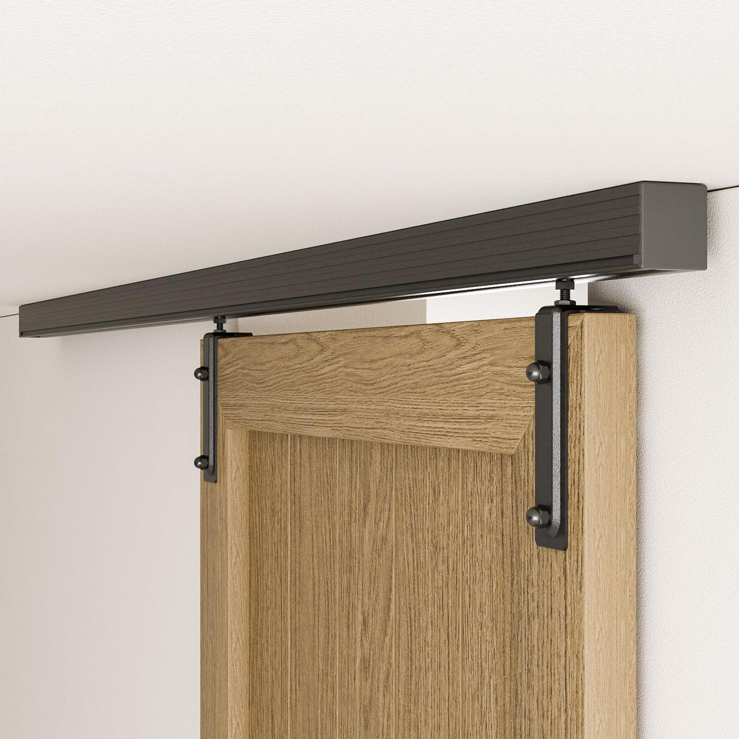 BONIKLUBA 6FT Ceiling Mount Box Rail Barn Door Hardware Kit,Heavy Duty Steel Sliding Barn Door Track,Fit Interior and Exterior Door,Easy Install(No Door)