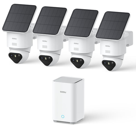 aosu T2 Ultra 4K Security Cameras Wireless Outdoor, 4 Cam Kit, Smart Home Security System with TrueColor Night Vision, AI Recognition & 360° Motion Tracking, Solar Power, Expandable 1TB Local Storage