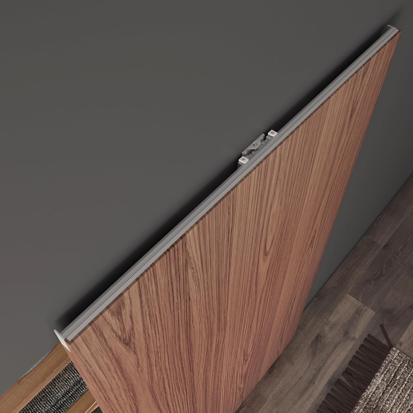 SongYung 34” Concealed Barn Door Hardware Kit with Soft Close Mechanism,Invisible Wall Mount Aluminum Track, Hidden Barn Door Hardware Kit for Door Opening Width 26" to 30"(Door not Included)