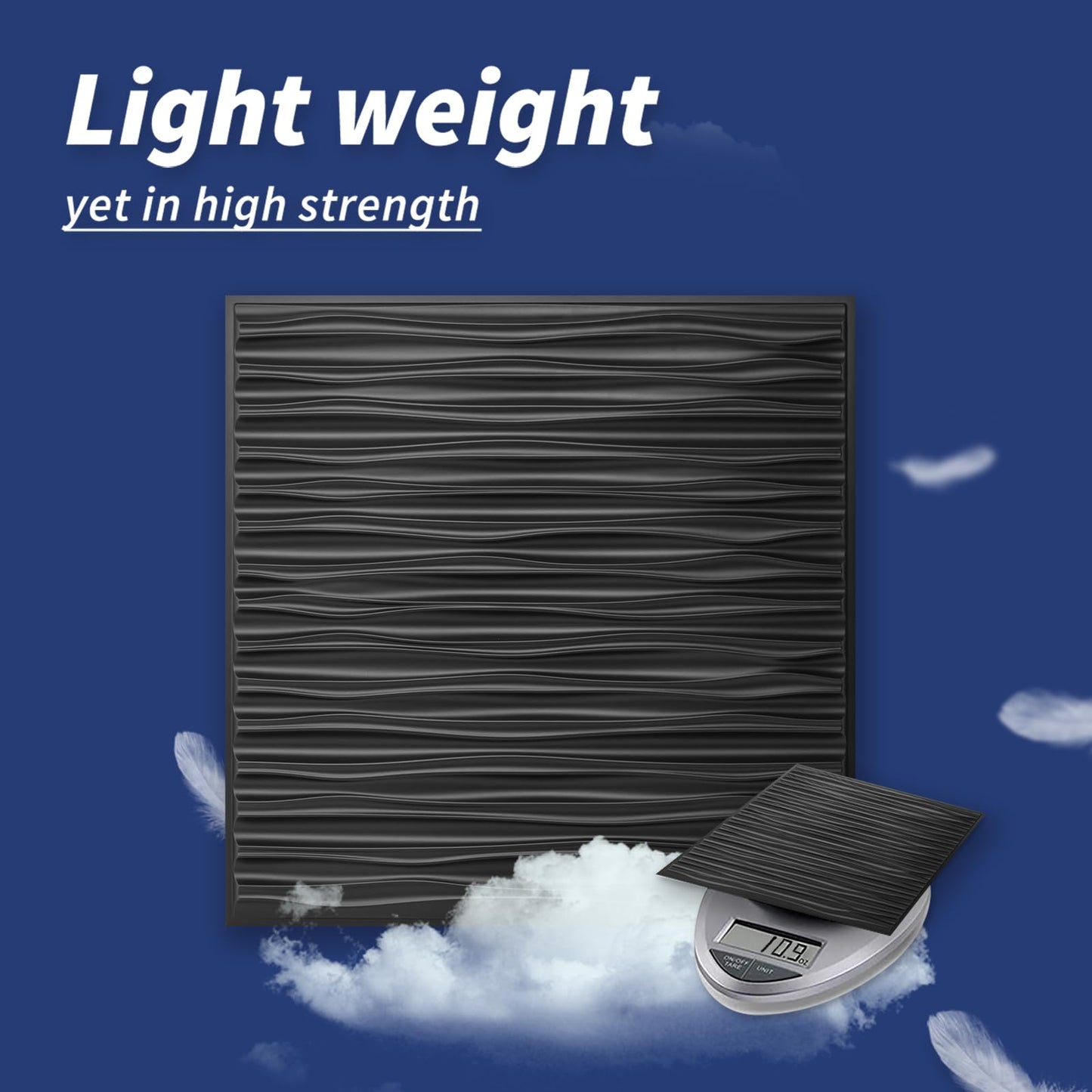 Art3dwallpanels Ceiling Tiles 24 x 24 for Interior Wall Décor, 12 Pack Drop Ceiling Tile 3D Wall Panel Fire Rated Waterproof Premium PVC, No Sag and Breakage Wall Panels Cover 48.Sq.Ft. Black