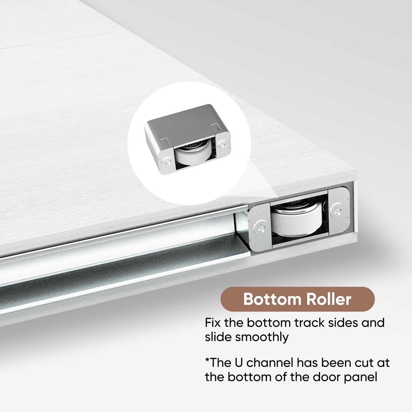 JUBEST 36"x84" Concealed Sliding Barn Door with Horizontal Groove and Soft Close Hardware Kit, White Flush Hidden Door for Opening 32"-34"x80", Waterproof and Smooth Sliding, for Interior Using