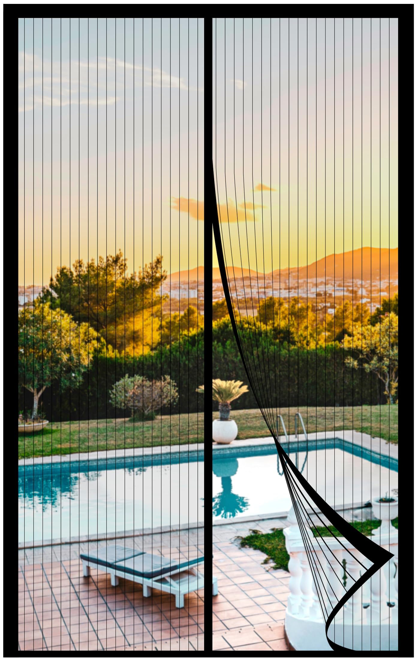 METAONLY Magnetic Screen Door Mesh Fits 38" x 82" Door - Curtain Size 40" x 84", Works for Patio, Sliding Door, Keeps Bug Mosquito Out, Fresh Air Flow, Black