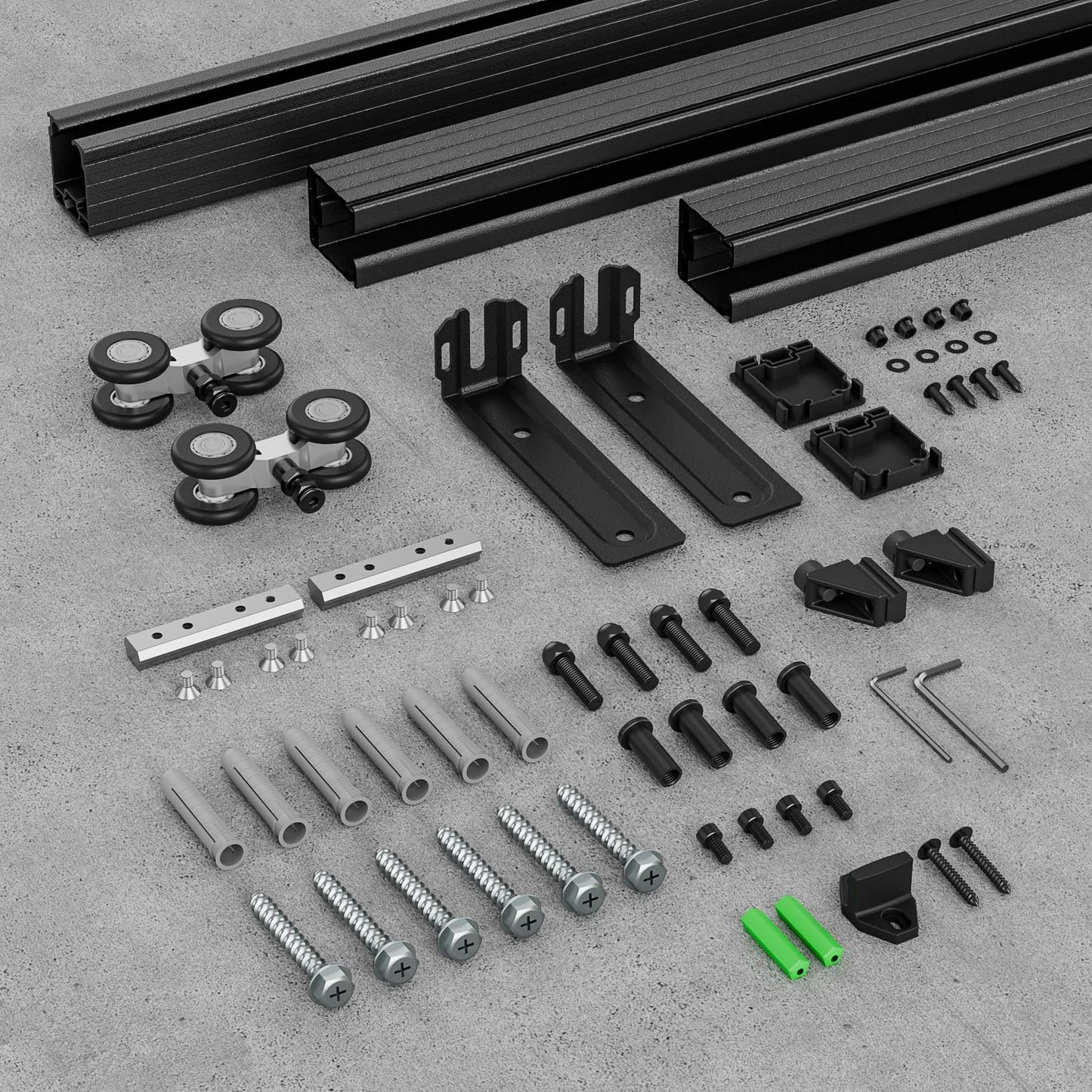FLYVLIEG 6.6FT Ceiling Mount Box Rail Barn Door Hardware Heavy Duty Sliding Barn Door Track Kit for Single Door, Aluminum Alloy, Easy Install (No Door)