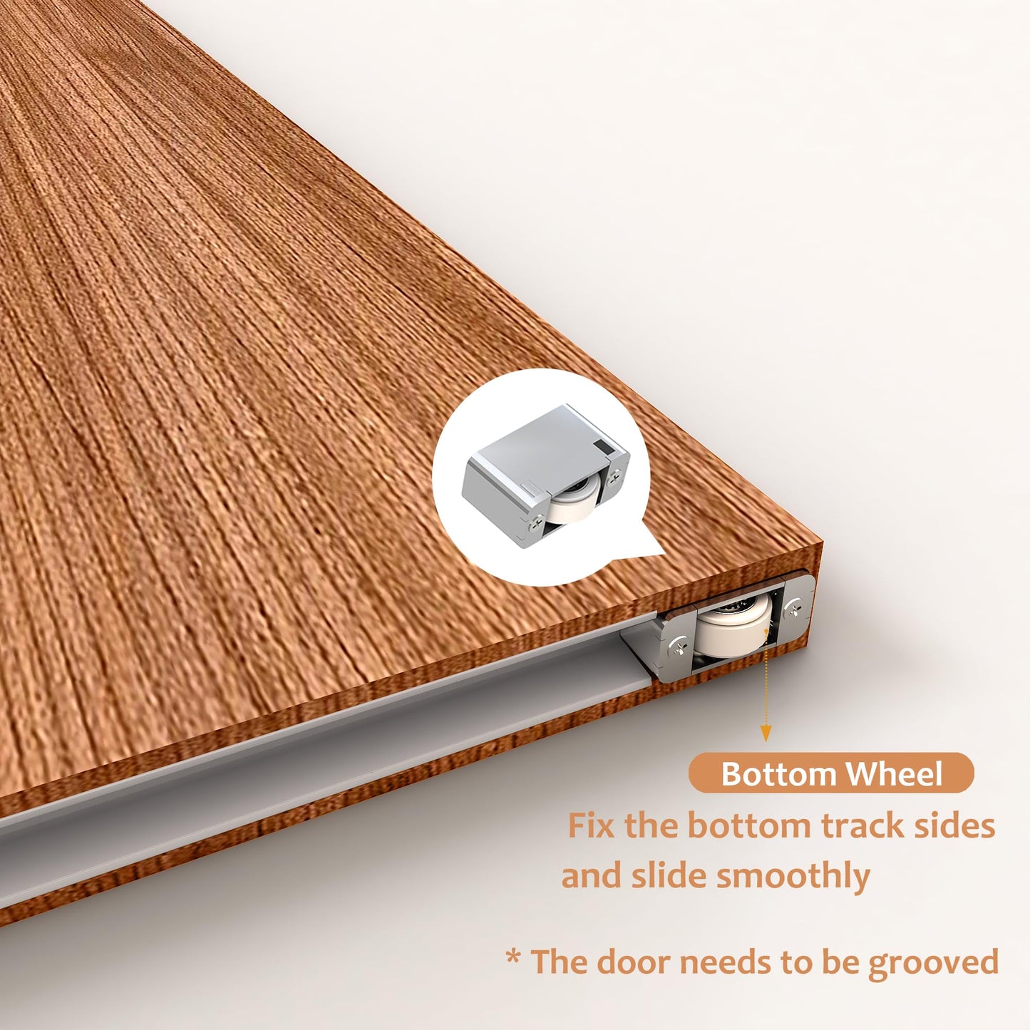 JUBEST 38" Concealed Barn Door Hardware Kit with Soft Close Mechanism, Wall Mounted Invisible Sliding Door Track for Opening Width 30" to 34", Hidden Barn Door Hardware Kit, Door Needs Groove