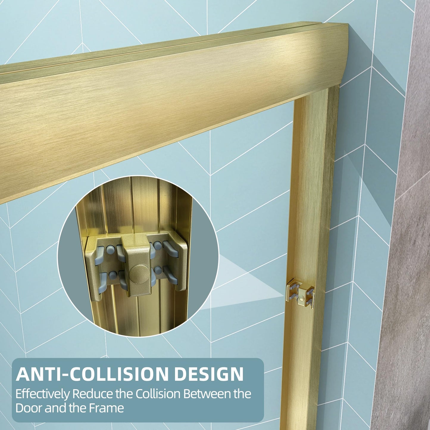 GETPRO Shower Door Double Sliding 68-72 in. W x 72 in. H Semi-Frameless Bypasss Bathroom Glass Shower Sliding Doors,1/4 inch Clear Tempered Glass Door for Walk-in Shower Brushed Gold