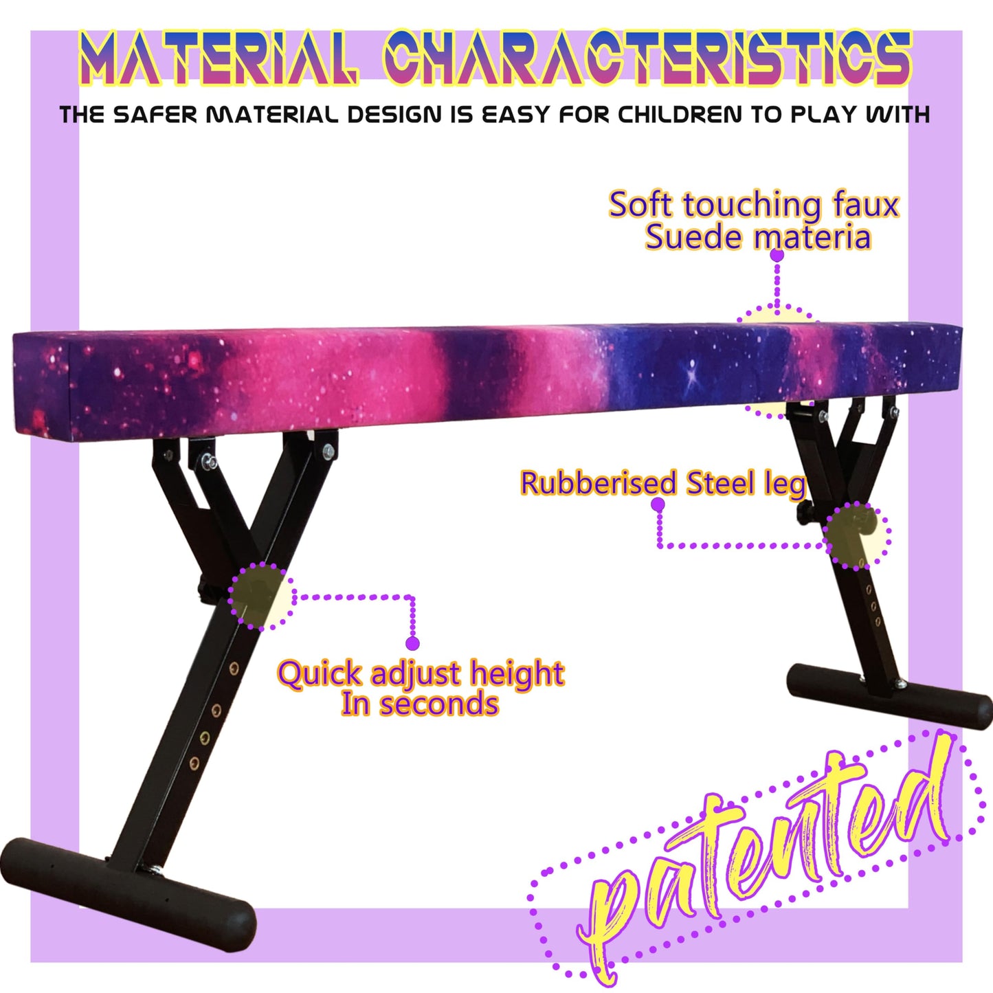 FC FUNCHEER Adjustable balane Beam for Kids - 8FT Gymnastics Beam - high and Low Floor Beam for All Gymnastic Levels-Professional Gymnastic Equipment for Home and Gym Center