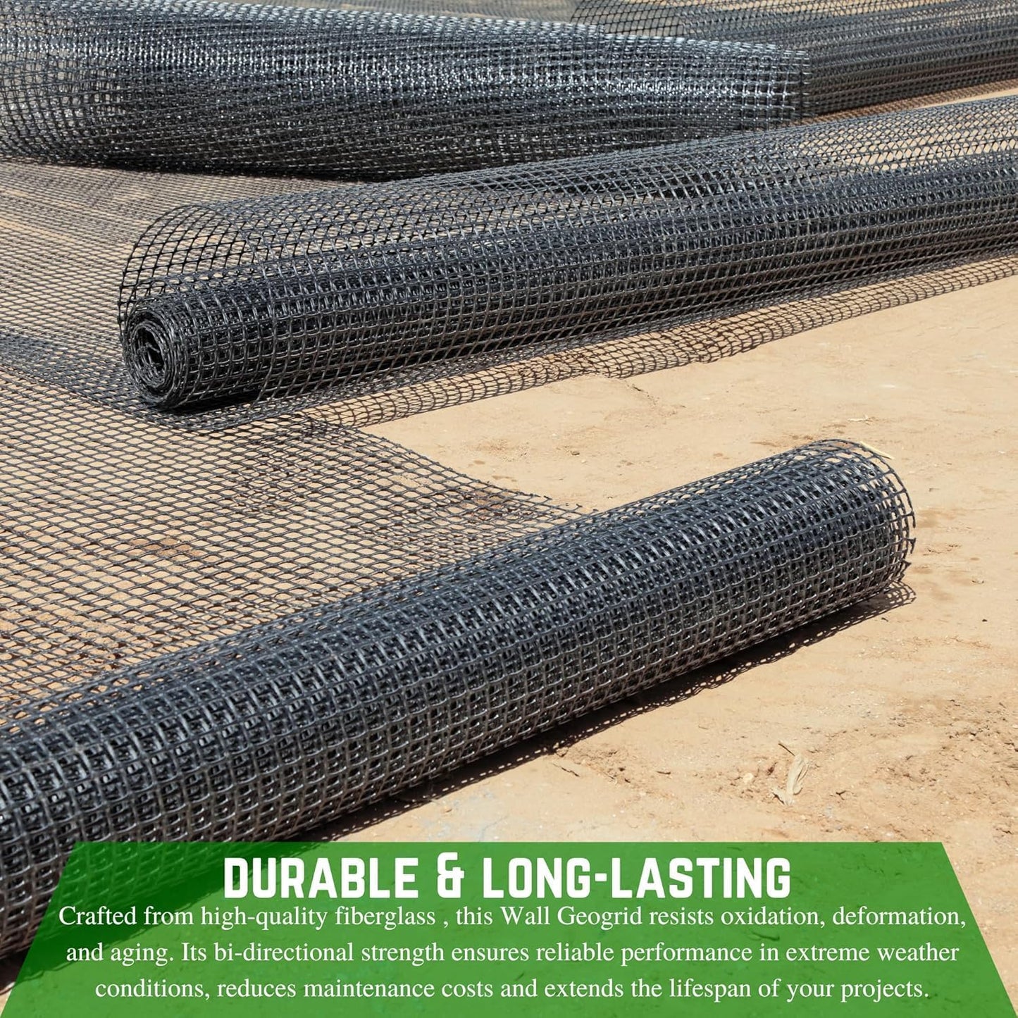 Farm Plastic Supply - Retaining Wall Geogrid Roll 6.25' x 288' - Bi-Directional Geogrid Retaining Walls Gravel Grid for Reinforcement Slope Driveway Stabilization Grids Gravel Grid Walls