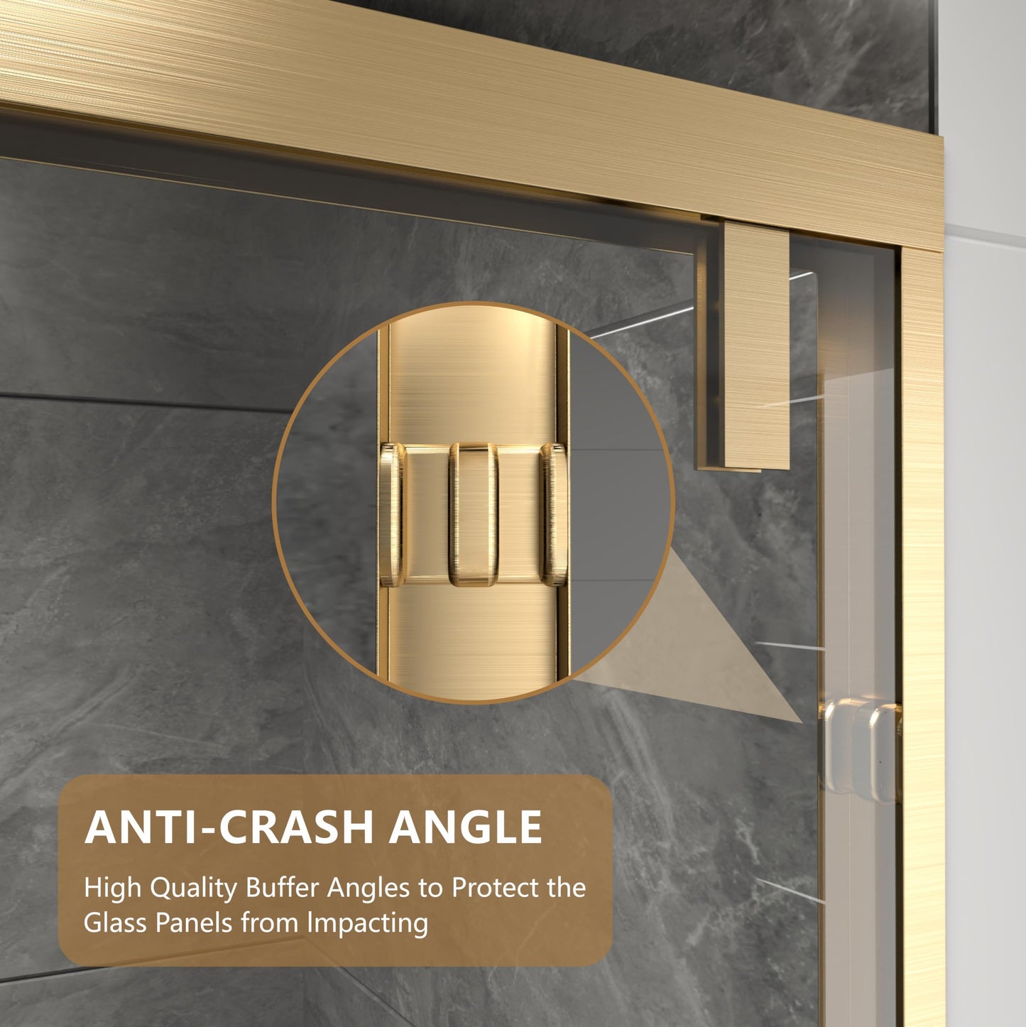 RFN 44-48" W x 76" H Framed Bypass Double Sliding Shower Door, 1/4" (6 mm) Easy-to-Clean Treated Clear Tempered SGCC Glass,Bathroom Door(Brushed Gold, 44-48" W*76" H)