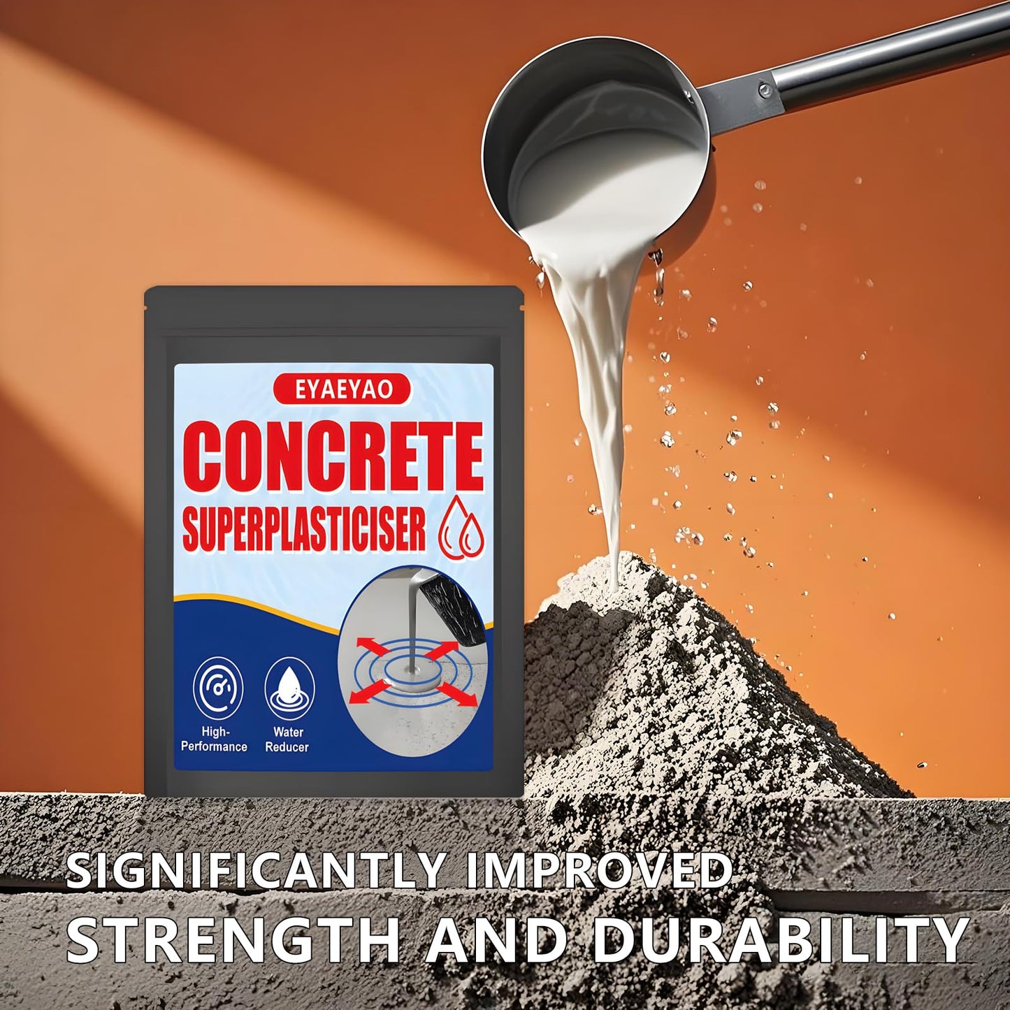 EYAEYAO Concrete Super Plasticizer (8 oz) - High-Range Water Reducer Admixture for Concrete & Cement - Water Reducing Admixture for Stronger | Ideal for DIY Projects, Countertops, Footings & Slabs