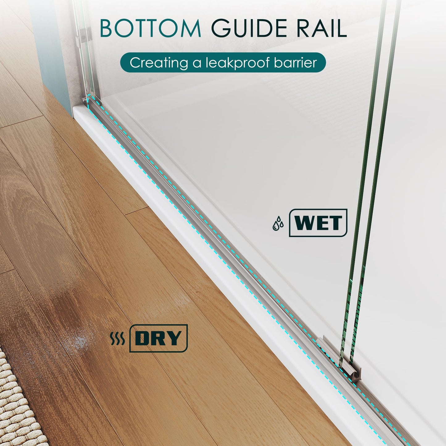 ELEGANT Double Sliding Shower Door 44-48" W x 72" H, Semi-Frameless Bypass Shower Glass Door with Dual Towel Bar Handles, 1/4" Tempered Glass for Walk-in Shower, Brushed Nickel