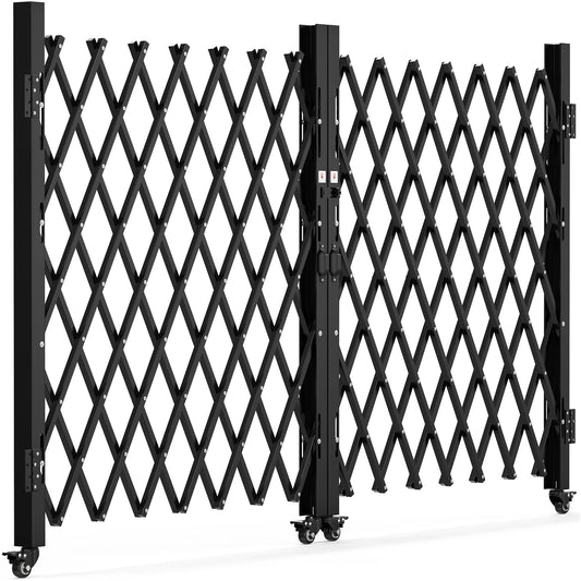 YITAHOME Double Folding Security Gate, 61" H x 130" W Door Gate,Flexible Expanding Security Gate, Steel Safety Gates, 360° Rolling Barricade Gate, Scissor Gate with Padlock, Aluminum Alloy Mesh,Black
