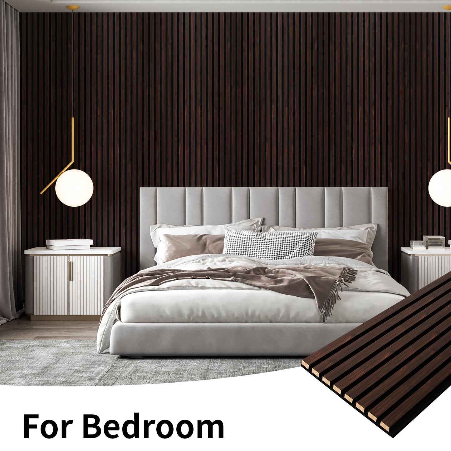 Art3dwallpanels Wood Slat Wall Panel, 108'' x 13'' Wood Panels for Wall 2 Pack 3D Soundproof Wall Panels, Large Acoustic Panels for Interior Ceiling and Wall Decor Noise Reduction,Walnut